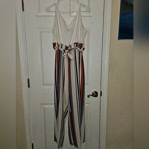 Striped Jumpsuit with Tie Waist